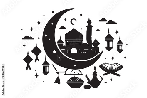 Hand drawn ramadan kareem illustration