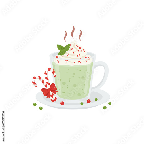 Delicious minty hot chocolate with whipped cream and candy canes