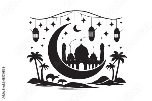 Hand drawn ramadan kareem illustration