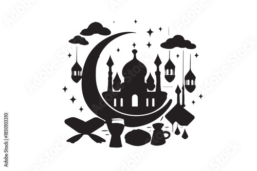 Hand drawn ramadan kareem illustration