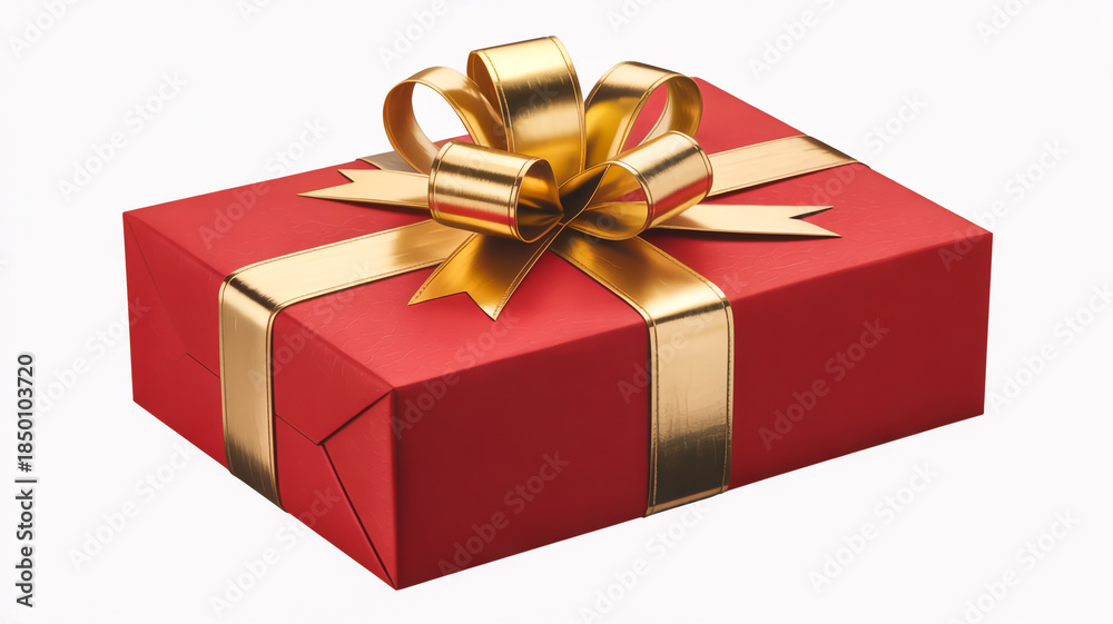 Obraz premium A high-quality product photograph of a wrapped gift box against a white backgroun