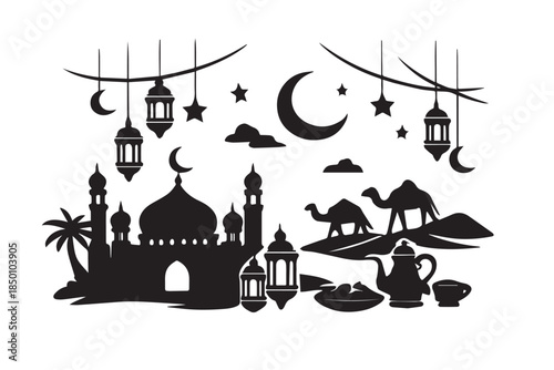 Hand drawn ramadan kareem illustration