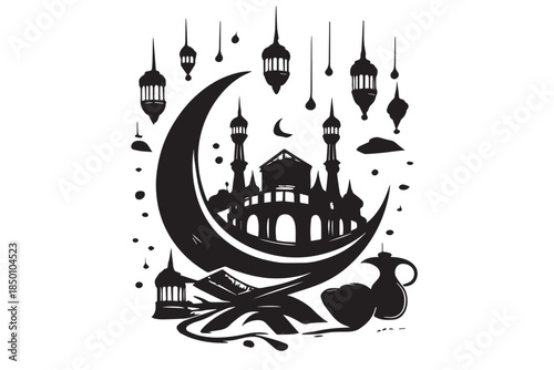 Hand drawn ramadan kareem illustration