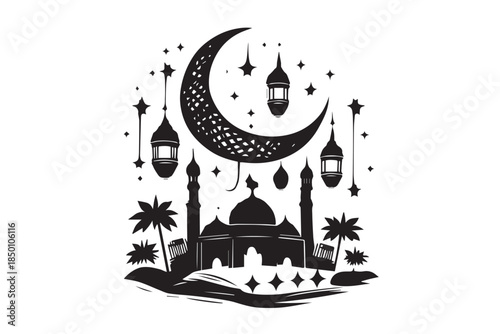 Hand drawn ramadan kareem illustration