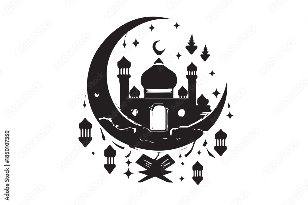 Fototapeta premium Hand drawn ramadan kareem illustration