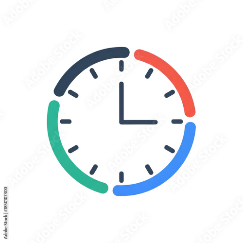 Modern colorful clock icon with sleek design