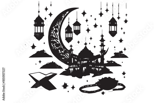 Hand drawn ramadan kareem illustration