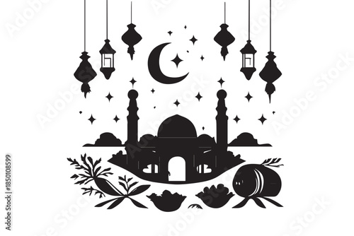 Hand drawn ramadan kareem illustration