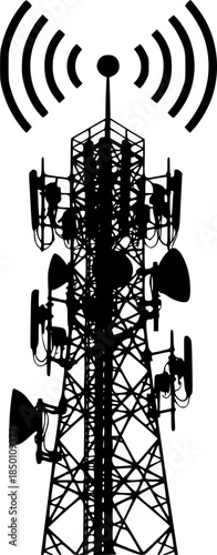 Telecom Antenna Mobile Network Vector Silhouette Illustration
