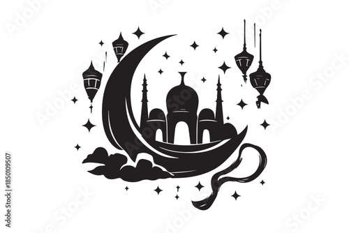 Hand drawn ramadan kareem illustration