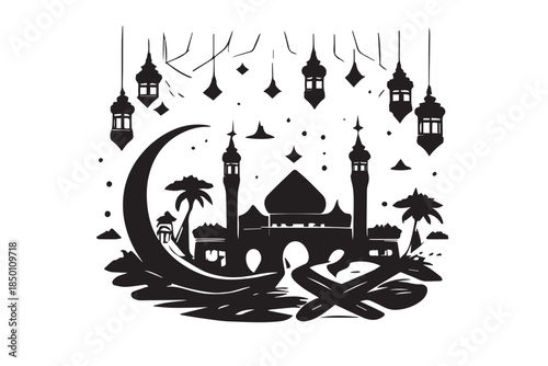 Hand drawn ramadan kareem illustration