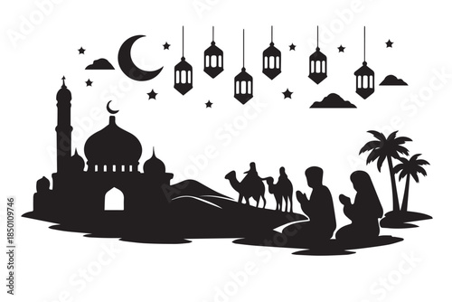 Hand drawn ramadan kareem illustration