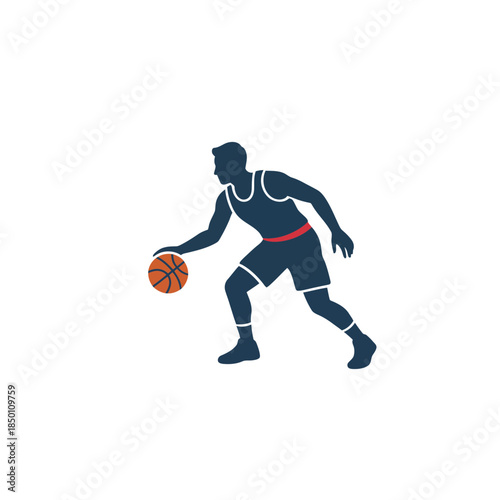 Professional basketball player in dynamic dribbling motion