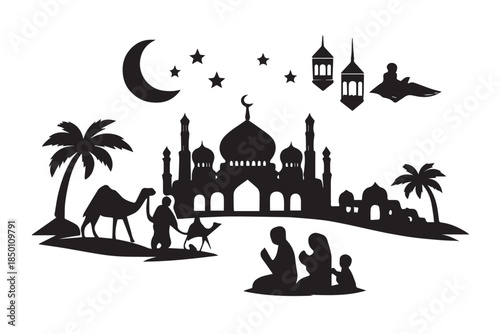 Hand drawn ramadan kareem illustration