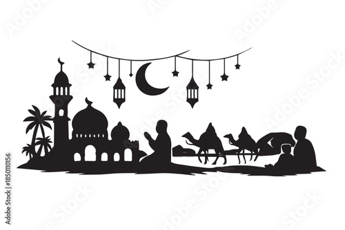 Hand drawn ramadan kareem illustration