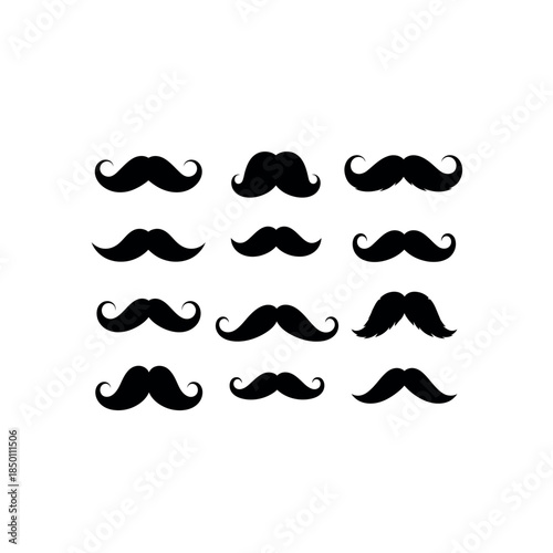Vintage Mustache Silhouette Vector Collection for Barbershop and Hipster Style