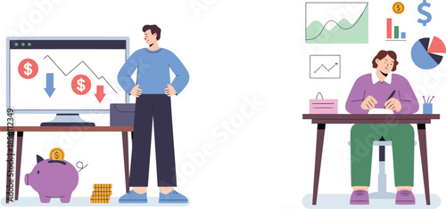 Business people working with financial data and planning
