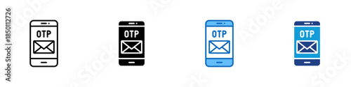 OTP Verification Multiple Style Icon Design Vector - Smartphone with OTP message representing one time password and secure verification