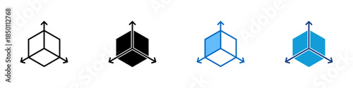 3D Axis Multiple Style Icon Design Vector - Three dimensional axis symbol representing spatial direction, geometry, and coordinate systems