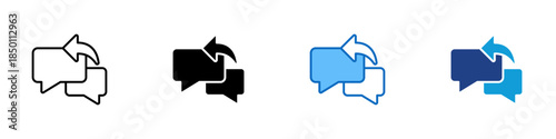 Message Reply Multiple Style Icon Design Vector - Chat bubbles with arrow representing message replies and conversation flow