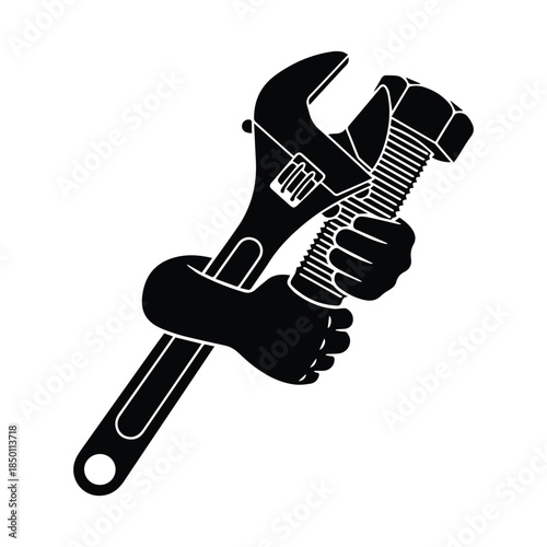 Hands holding wrenches Vector, illustration