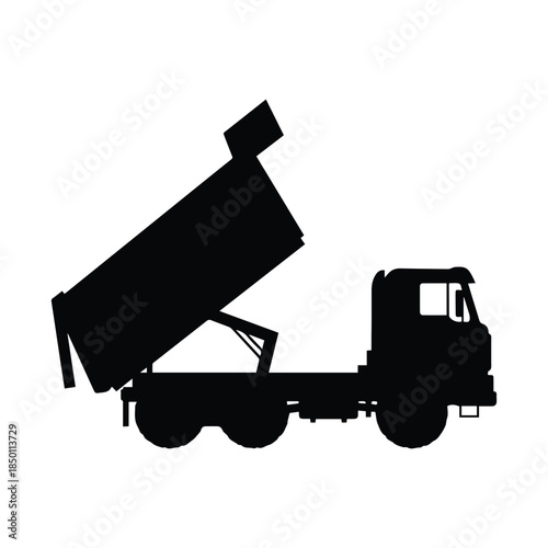Dump truck unloading Vector, illustration