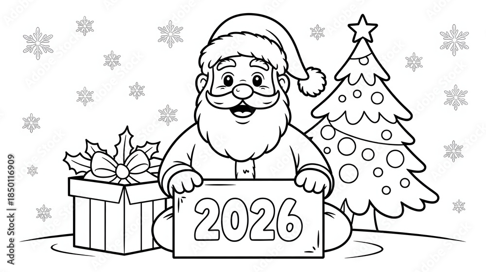 Fototapeta premium Cute Christmas Tree Illustration with Gifts