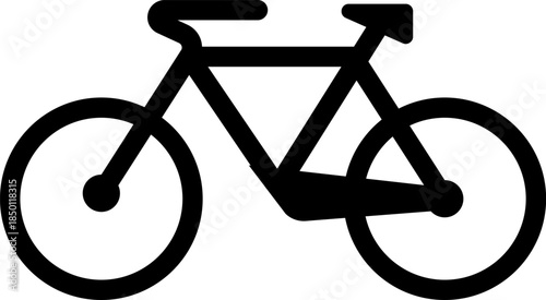 Vector element showing a bicycle pictogram representing cycling and transport within an urban road and traffic context. 
