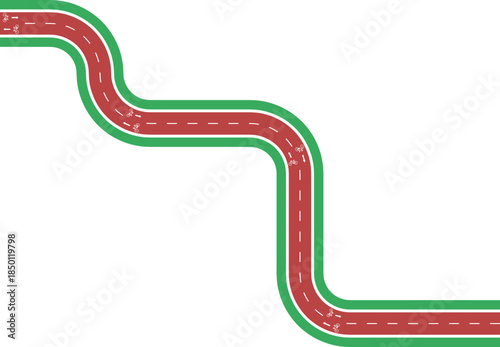 Vector element illustrating a diagonal maze bike lane formed by rounded wave paths with grassy median, arrow indicator, and bicycle symbol.