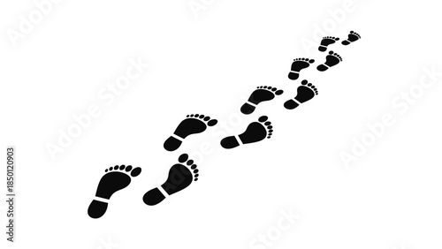 Footprints Walking Trail On White Background.