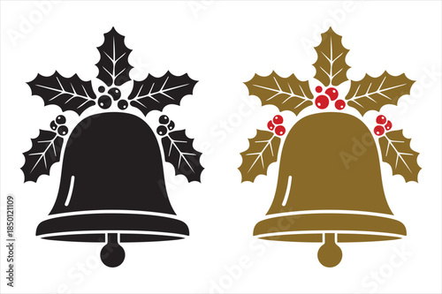 Christmas bells with holly