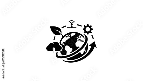 Global network connection and sustainable technology concept.
