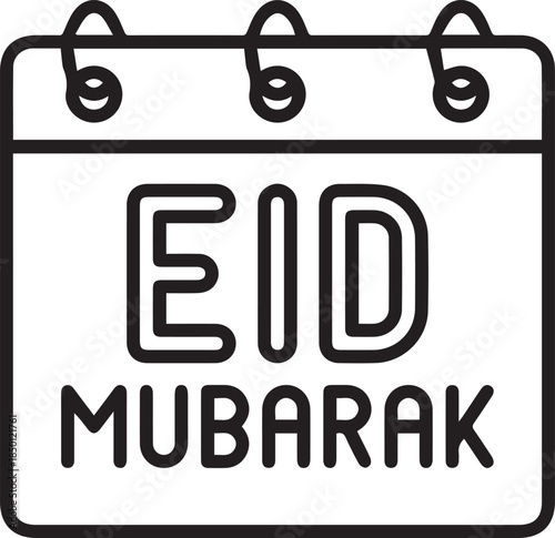 Minimalist Islamic line icon set for Ramadan and Eid Mubarak celebration.