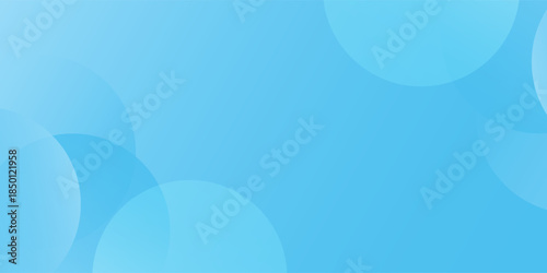Abstract geometric circles gradient soft blue light bokeh graphic background. Modern futuristic design, Minimalist pastel color banner poster wallpaper