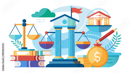 economic trend analysis with rising market data and investment planning creative vector scene visual