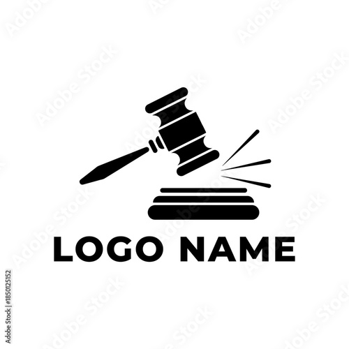 Wooden Court Gavel Hammer for Law Firm Advocate Icon Symbol Illustration Logo Vector Design