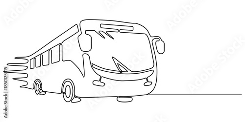 Bus continuous line. Continuous one line drawing of bus. Public transportation concept. Single line drawing