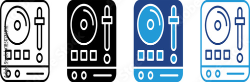 The icon plays recorded music for the audience, specifically the DJ controls vinyl records to create an entertaining flow.