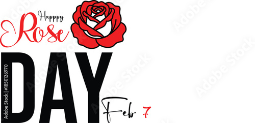 Happy rose day celebration on february 7 featuring a vibrant red rose graphic