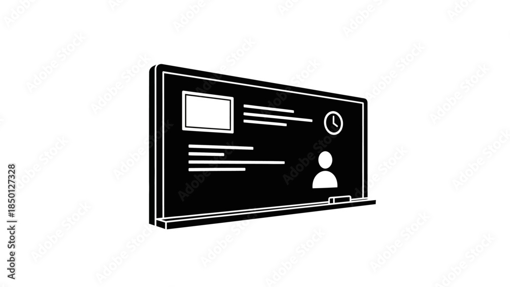 Obraz premium Blackboard with educational content and icons.