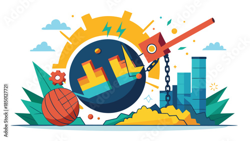 Modern business finance concept illustration showing market trends, strategy planning and economic g