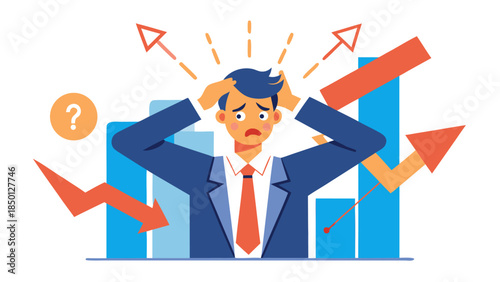 Modern business finance concept illustration showing market trends, strategy planning and economic g