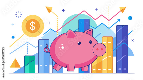 Modern business finance concept illustration showing market trends, strategy planning and economic g