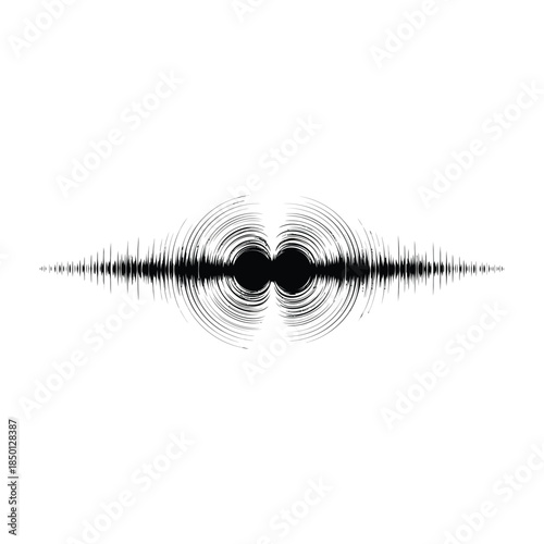 Gravity wave ripple silhouette illustrating binary stars distortion and cosmic wave motion concept on white background
