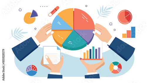 Modern business finance concept illustration showing market trends, strategy planning and economic g
