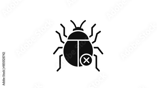 Bug icon with a cross symbol indicating error or problem.