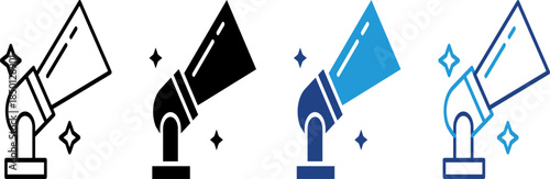 Basic RGBA spotlight icon, a stage or event lighting fixture, emphasizes dramatic lighting for New Year's celebrations.