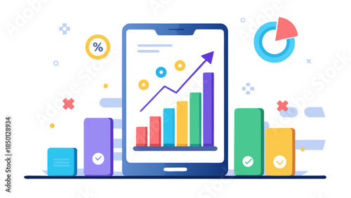 Modern business finance concept illustration showing market trends, strategy planning and economic g