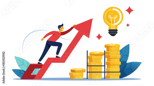 Modern business finance concept illustration showing market trends, strategy planning and economic g