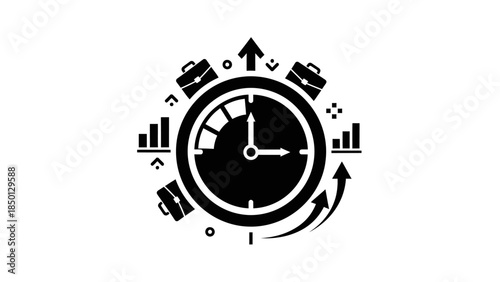 Business growth and time management concept icon.